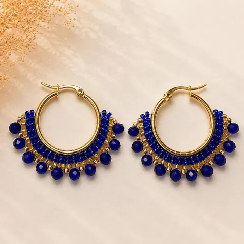 Argollas Luna Azul, aros hechos a mano – Karivé Joyas